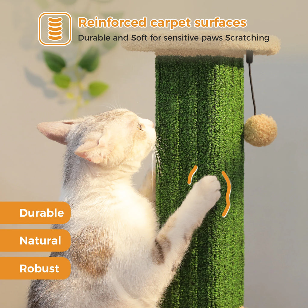 Large Cat Scratching Post for Indoor Cats with Woven Sisal Dangling Ball Tall Cat Scratcher