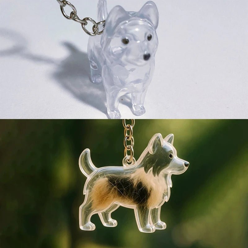 Clear Hair Memorial Keepsake Capsule Pet's Dog Fur Container Pendant Keychain
