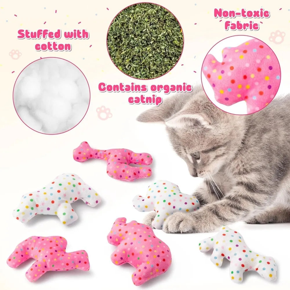 6Pcs Frosted Animal Cookie Catnip Crinkle Paper Sound Toys