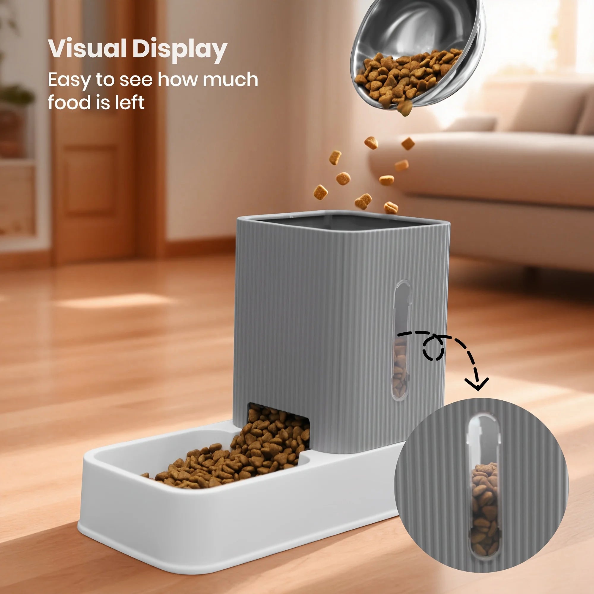 3.5L Automatic Dog/Cat Feeder And Water Dispenser Combo, All-in-One Gravity Pet Food Dispenser