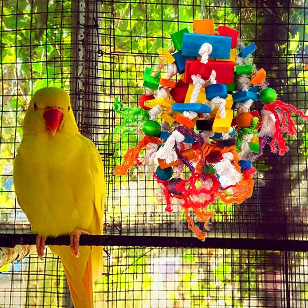 Multicolored Wooden Blocks Tearing Toys for Large Birds