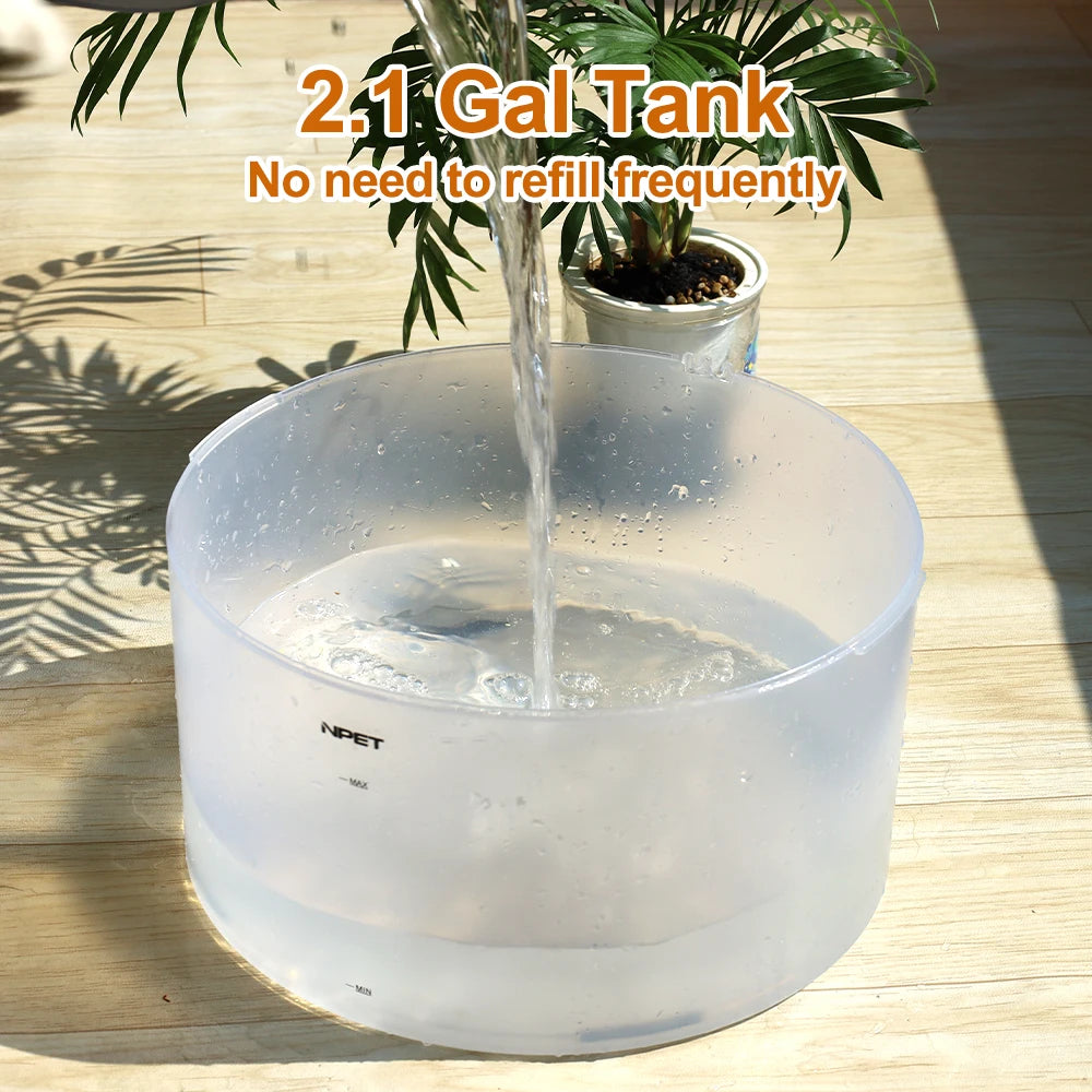 2 Gallon White Dog Water Fountain For Large Medium Dogs