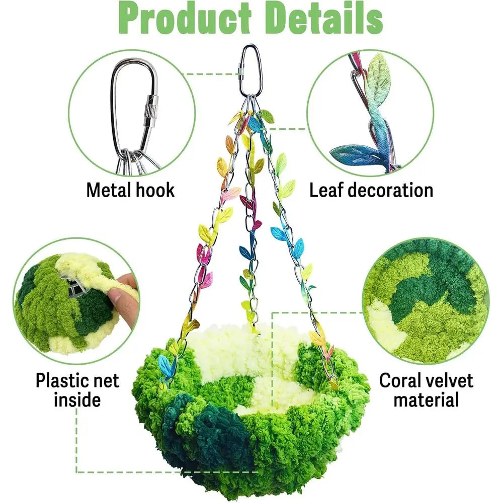 Hanging Bird Bed, Bird Hammock for Cage Winter Warm Plush Nest Sleeping Bed