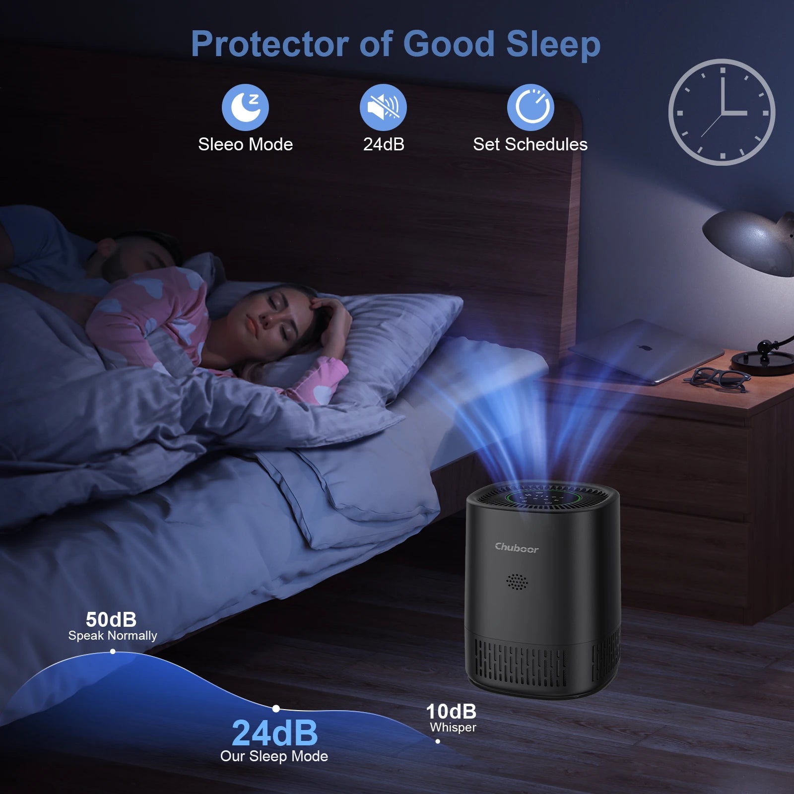 Air Purifiers for Bedroom Home, Filter Cleaner with Sponge Filters Smoke Allergies Pet Dander Odor Dust, Office, Desktop