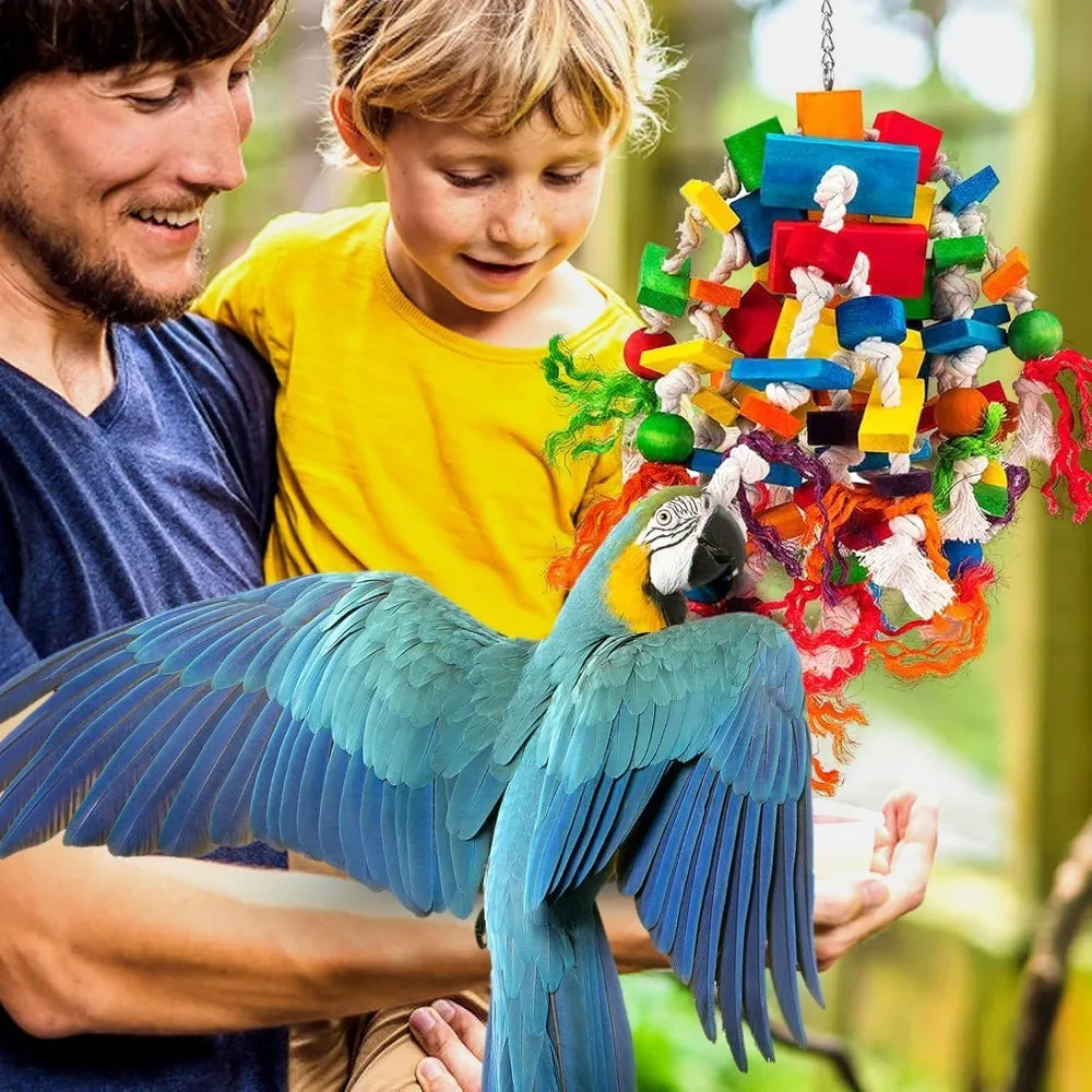 Multicolored Wooden Blocks Tearing Toys for Large Birds