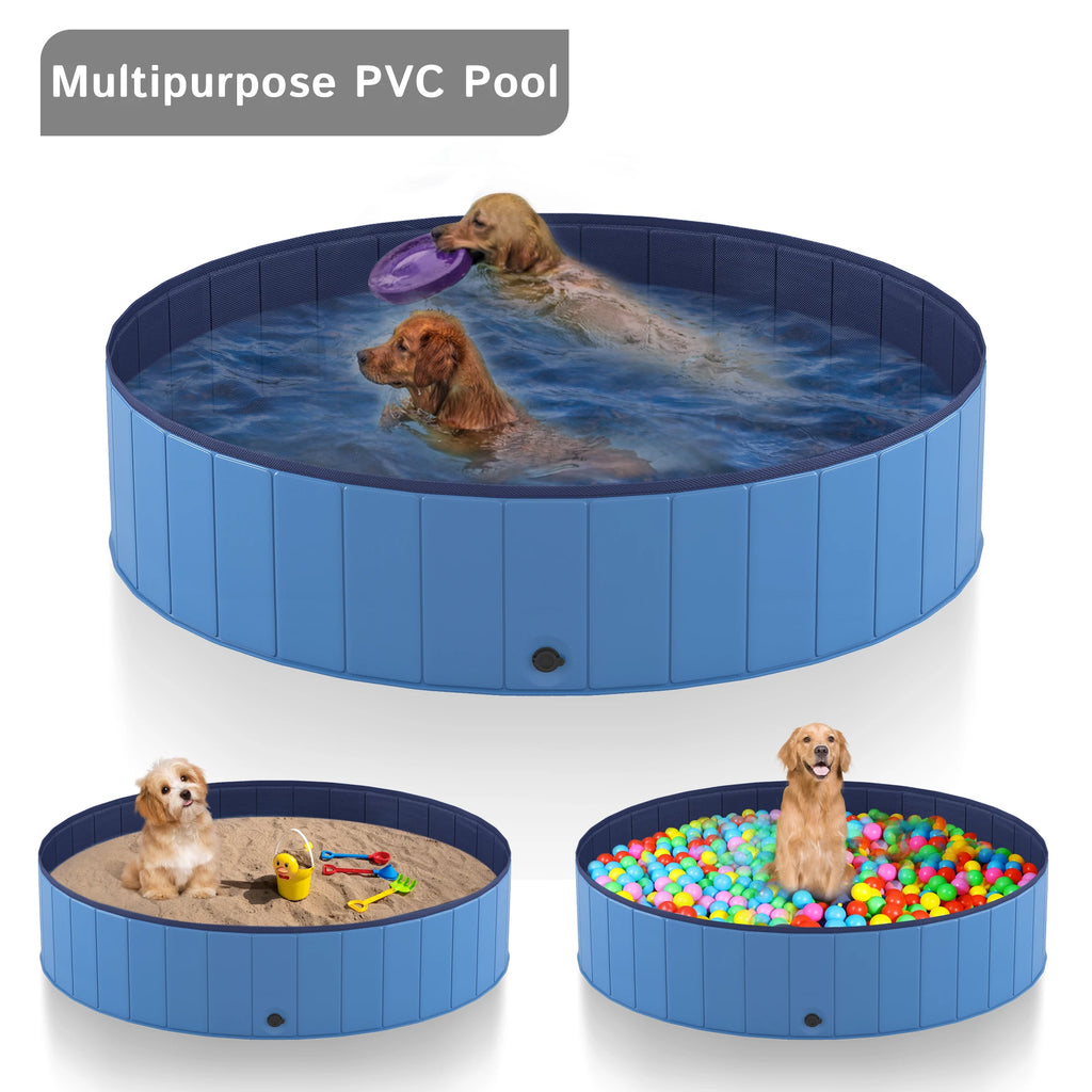 Portable Dog Pool, Foldable Pet Swimming Tub, Anti-Slip Collapsible Pet Bathtub, Hard Plastic Bath Pool