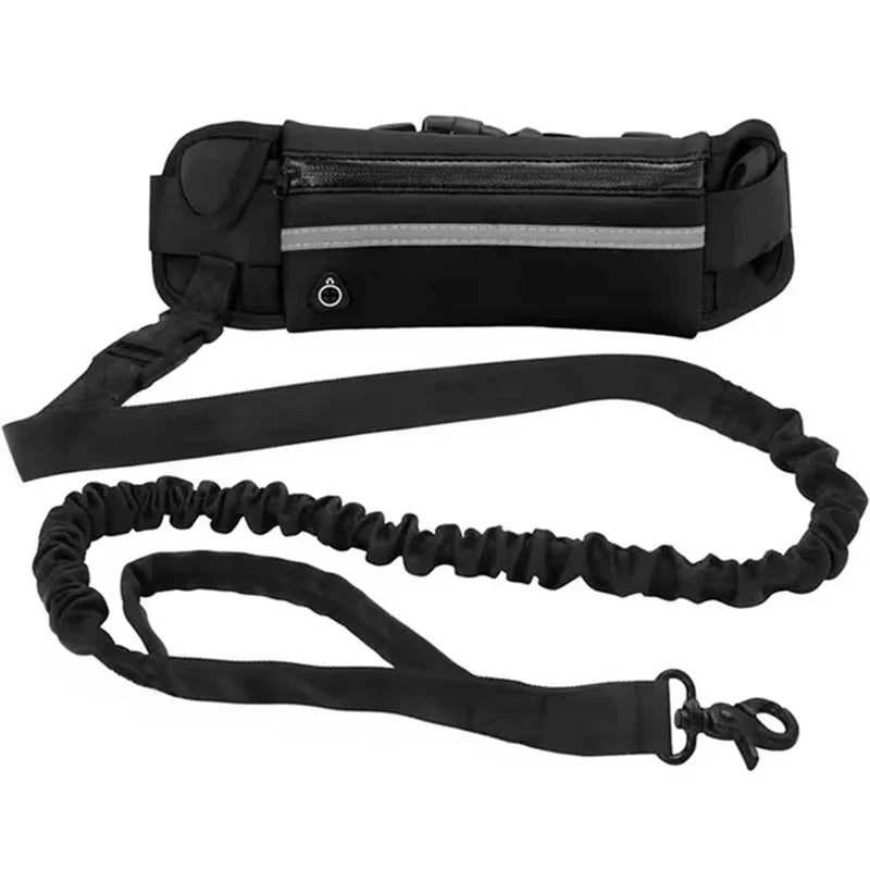Hands Free Dog Leash for Running Walking Reflective Leash with Waist Bag Retractable Elastic Belt