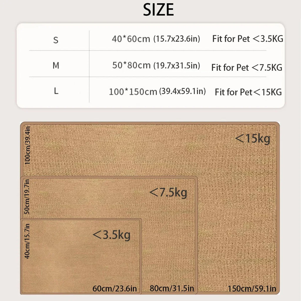 Large Cat Scratching Mat Carpet Non-Slip Pet Bed Mat Sofa Protector Cat Scratcher Anti-Scratch Furniture Protector