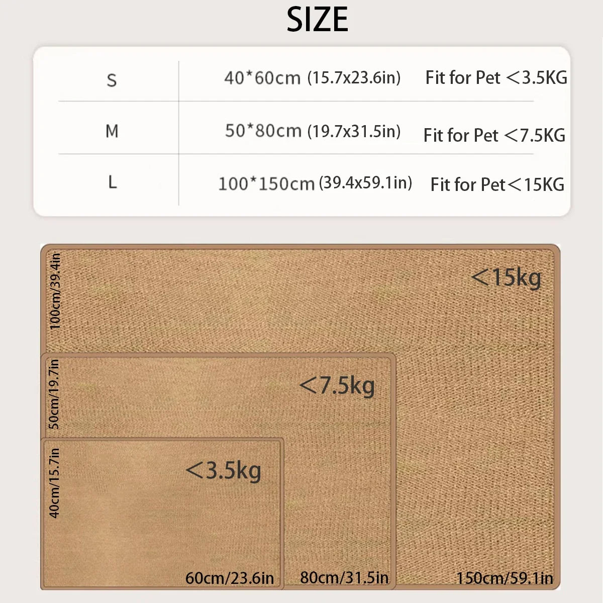 Large Cat Scratching Mat Carpet Non-Slip Pet Bed Mat Sofa Protector Cat Scratcher Anti-Scratch Furniture Protector