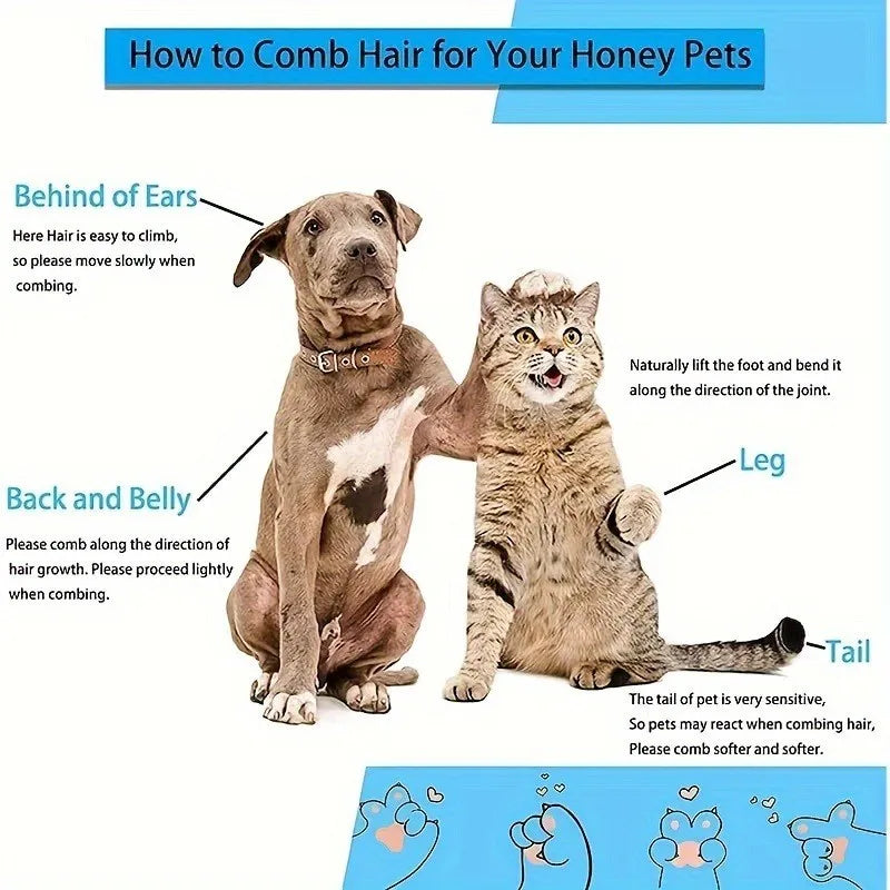 Dual-Use Dog Cat Small Animal Grooming Brush 20×10×5.5cm, Self-Cleaning Slicker Comb with Round-Tip Bent Needles, Ergonomic Handle