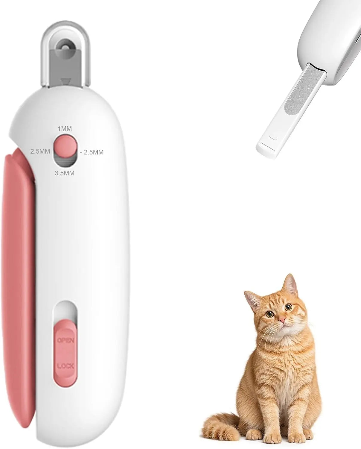 Cat Nail Clippers with Safety Guard, Adjustable Aperture Cat Claw Cutter made of Stainless Steel & ABS, Precision Trimming