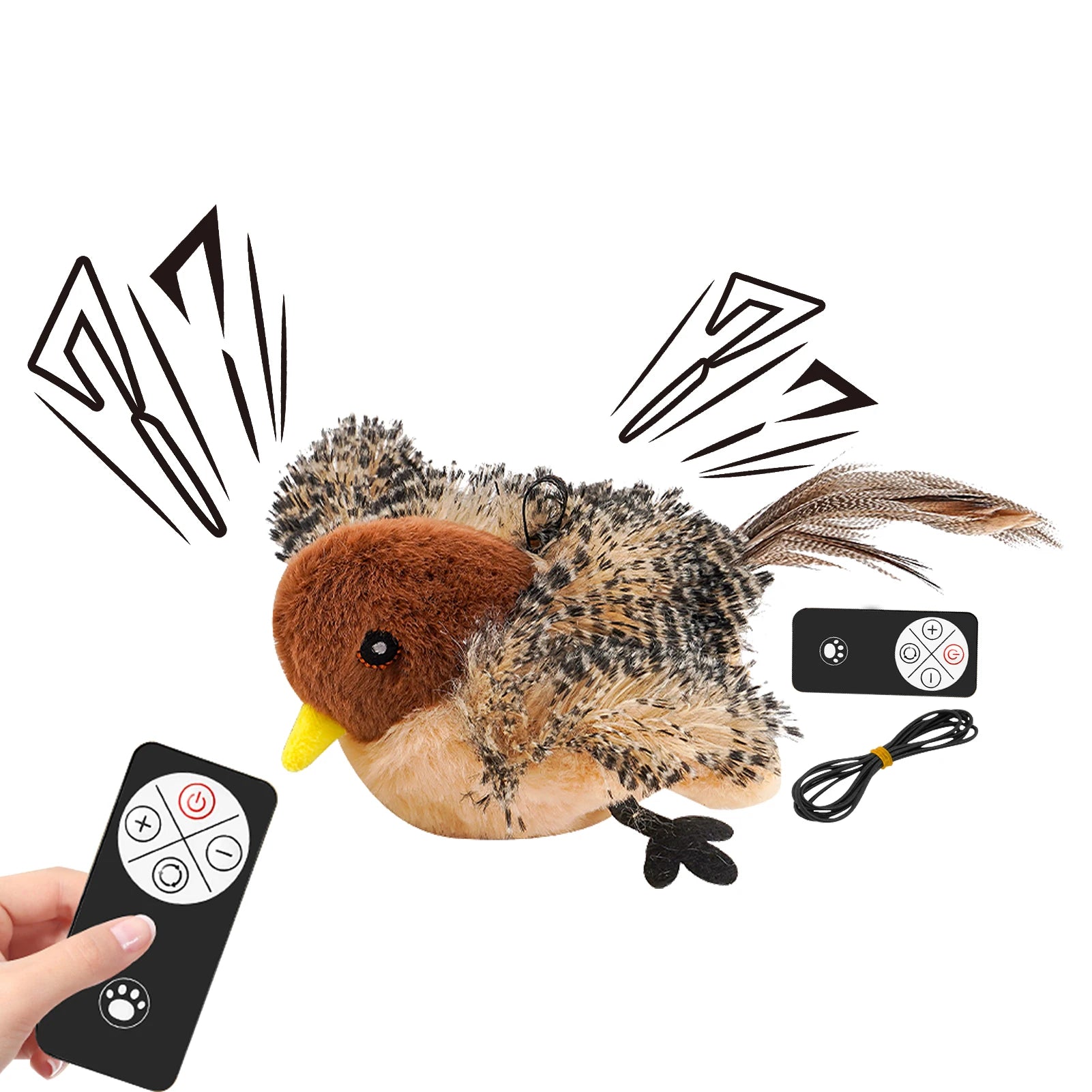 Remote Control Simulated Chirping Bird Toy Plush Chirping Interactive Feather Toy