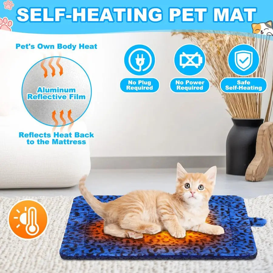 4 Pack Self Warming Cat Dog Bed Heating Pad Pet Thermal Blanket with Storage Bags for Winter Outdoor Indoor