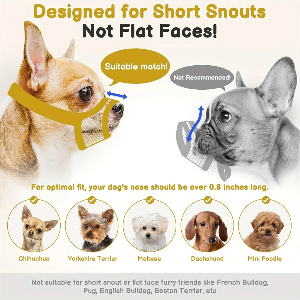 Mesh Muzzle For Short Snout Small Dogs Anti-Biting