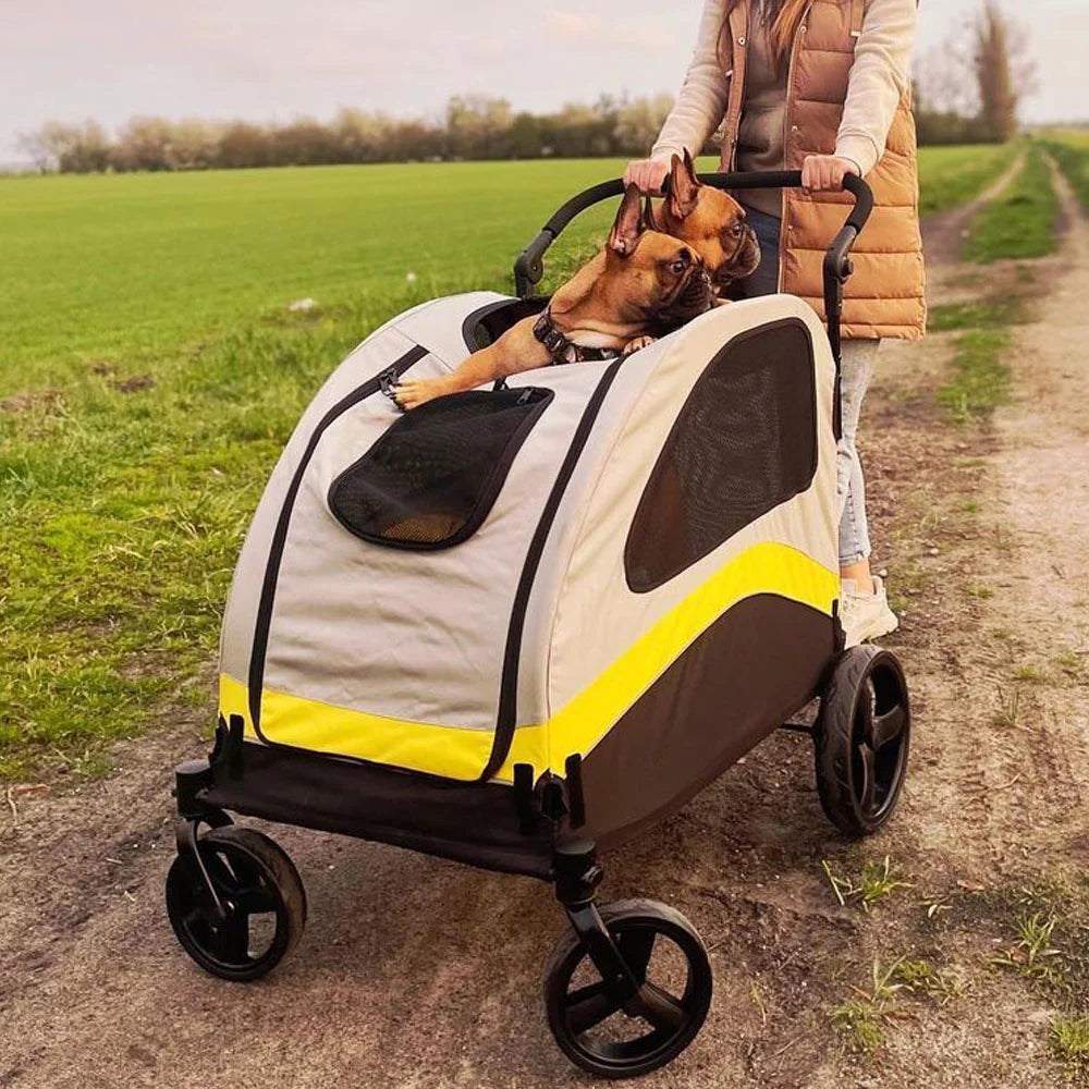 Premium Dog Stroller 4 Wheel Foldable Cart Travel Walk Pet Jogger Wagon for Small Medium Large Dogs