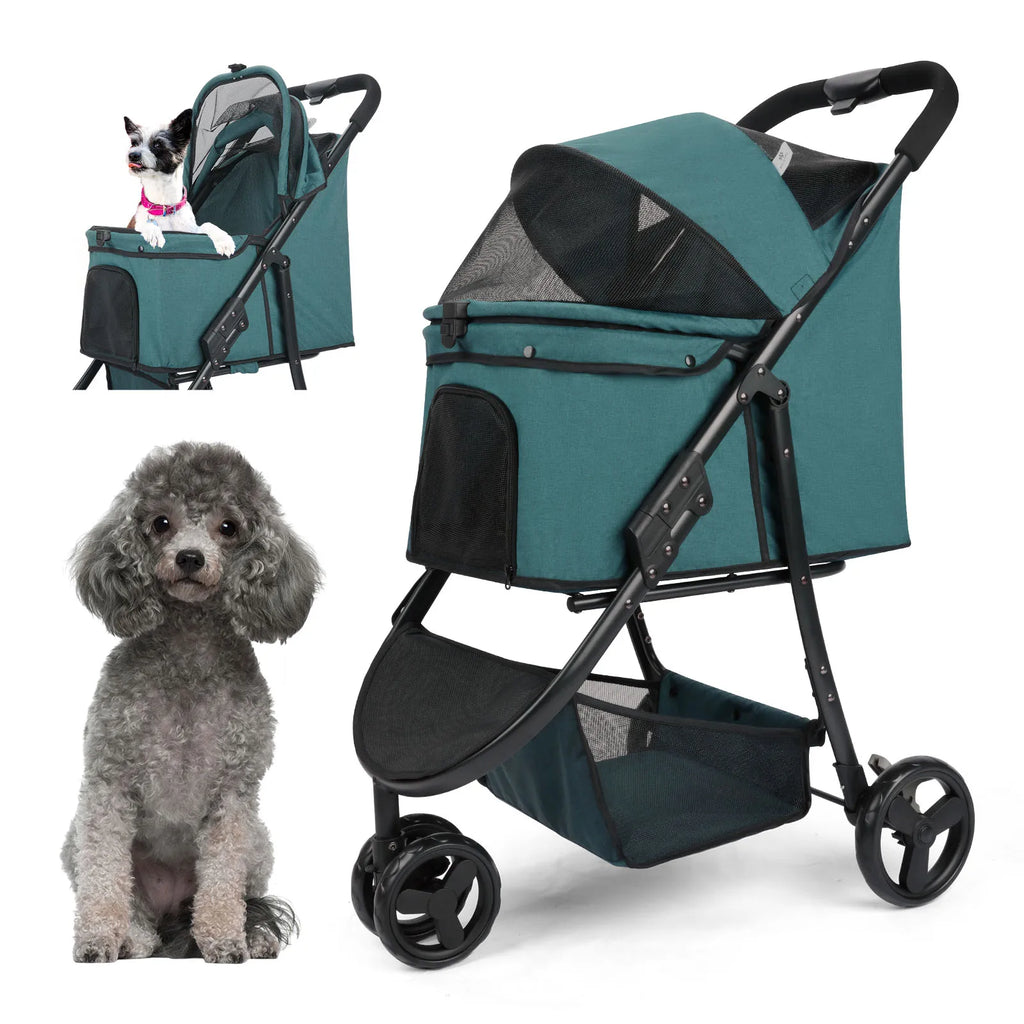 Pet Stroller Bag Foldable Collapsible Stroller for Small Dogs Cat ,3 Wheels