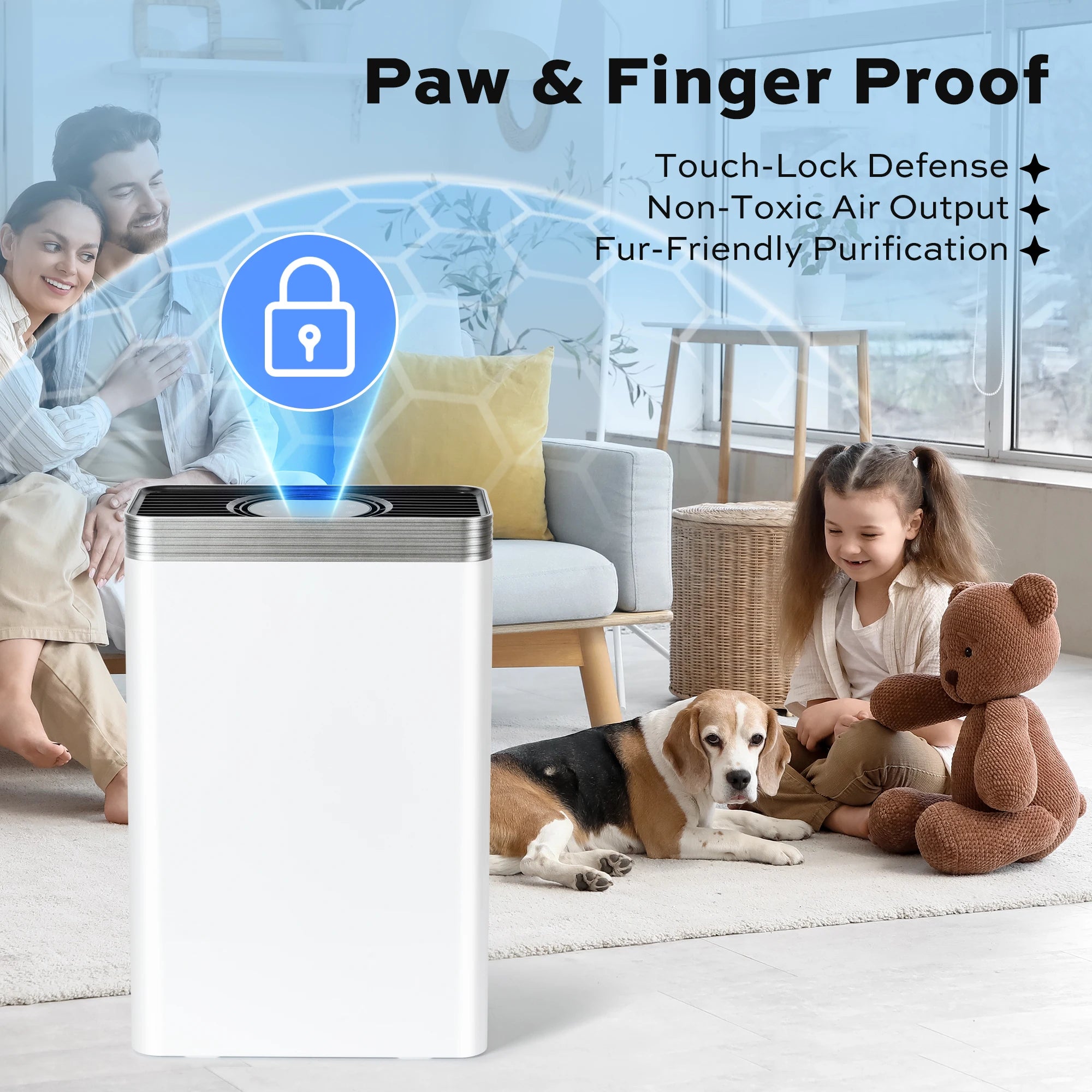 Air Purifier for 1110 Sq. Ft, HEPA Filter Captures Pet Dander, Dust, Pollen & Smoke, White