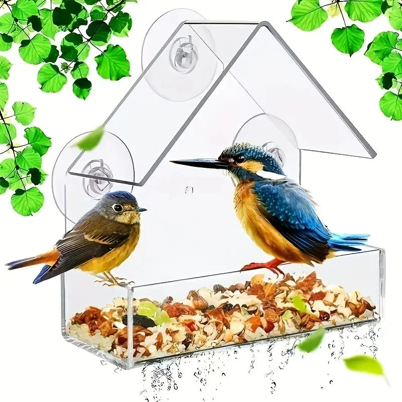 Transparent Bird Feeder Birds House for Outdoor Window with Strong Suction Cups for Wild Birds