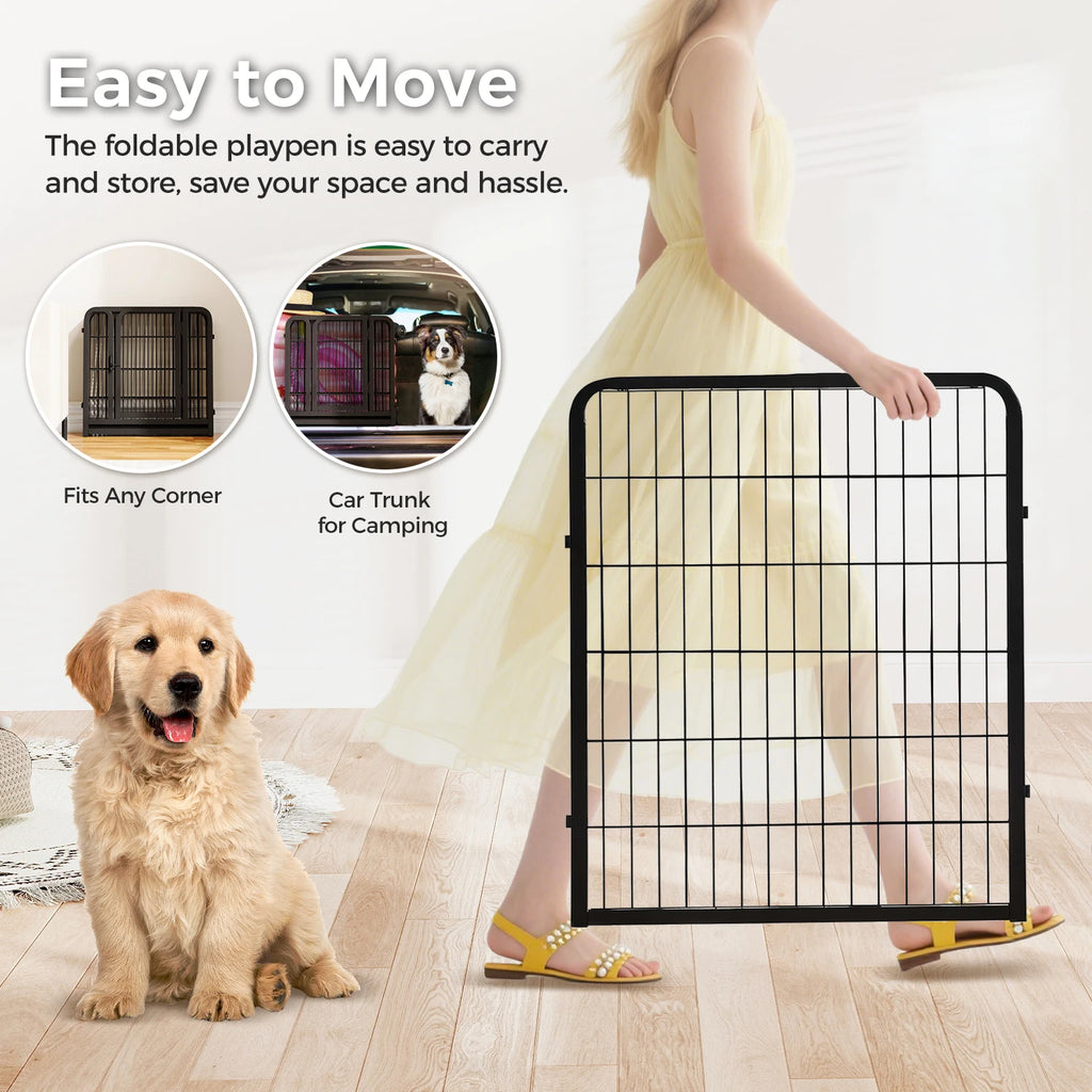 Heavy-Duty Metal Playpen – 24"/32"/40" Options, 8/16 Panels, Ideal for Indoor Use & Outdoor