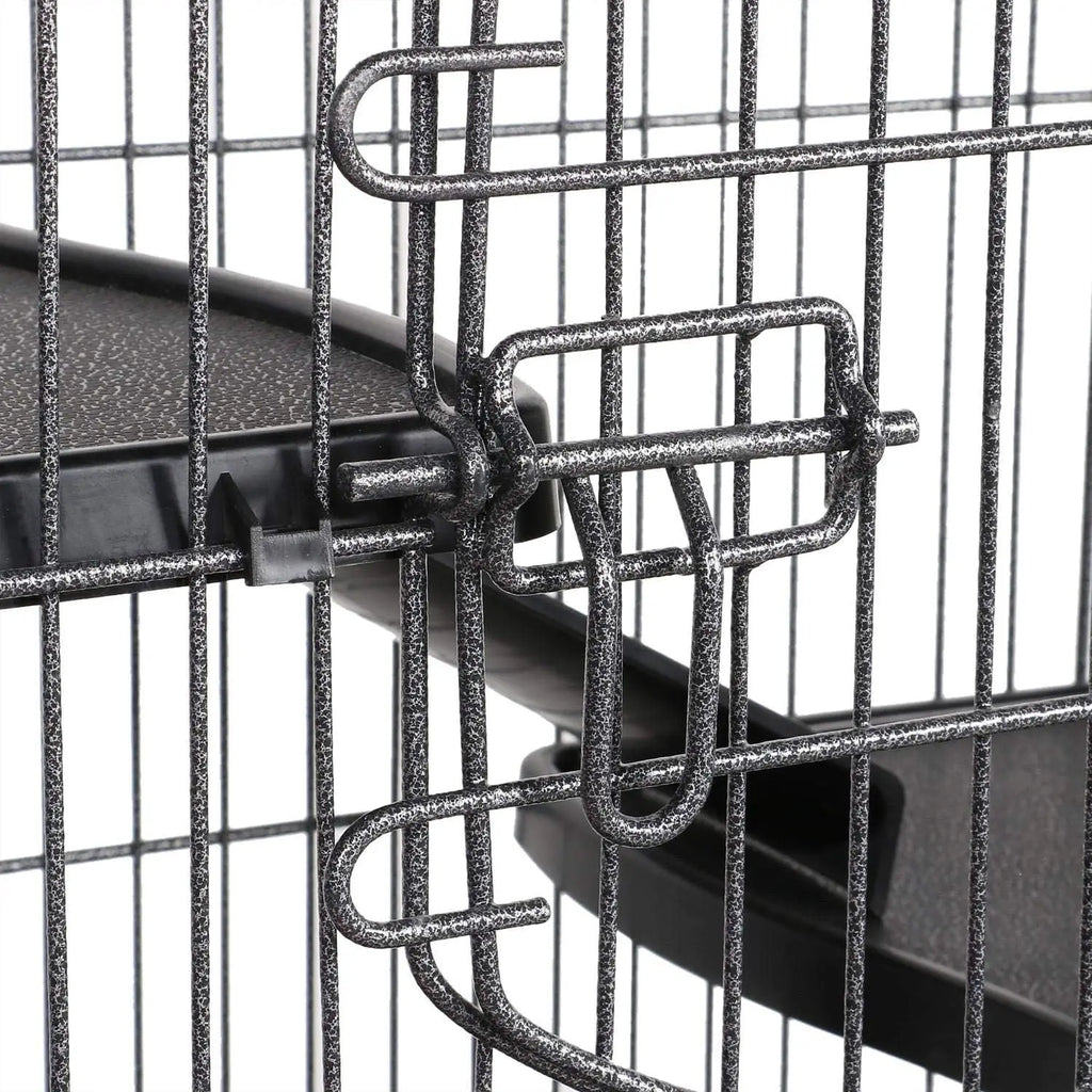52" Black 6-Level Metal Small Animal Cage - 3 Front Doors, Feeder, Wheels