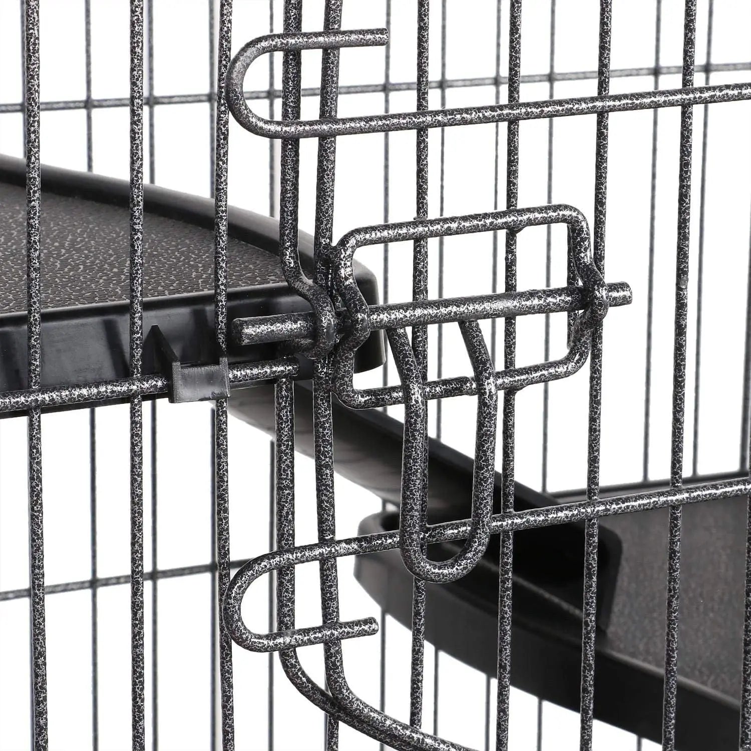 52" Black 6-Level Metal Small Animal Cage - 3 Front Doors, Feeder, Wheels