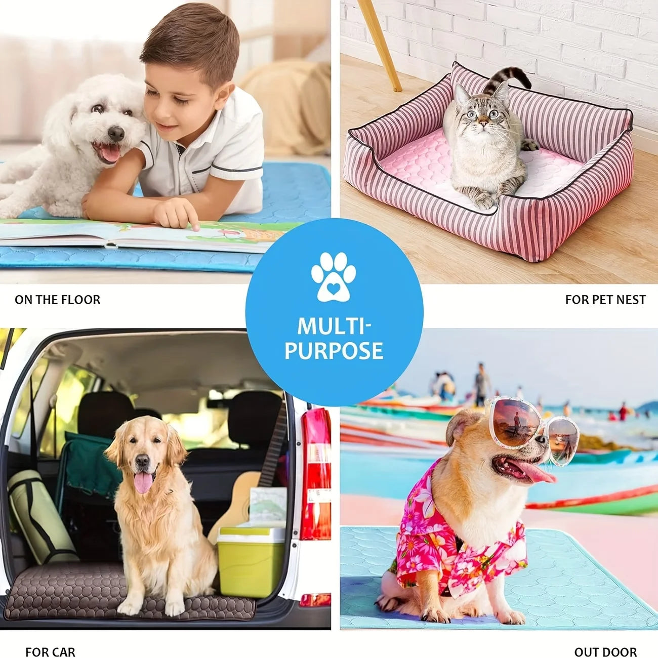 Pet Summer Cooling Mat Water Absorption Portable Cooling Gel Sleeping Pad Scratch-resistant Easy Clean