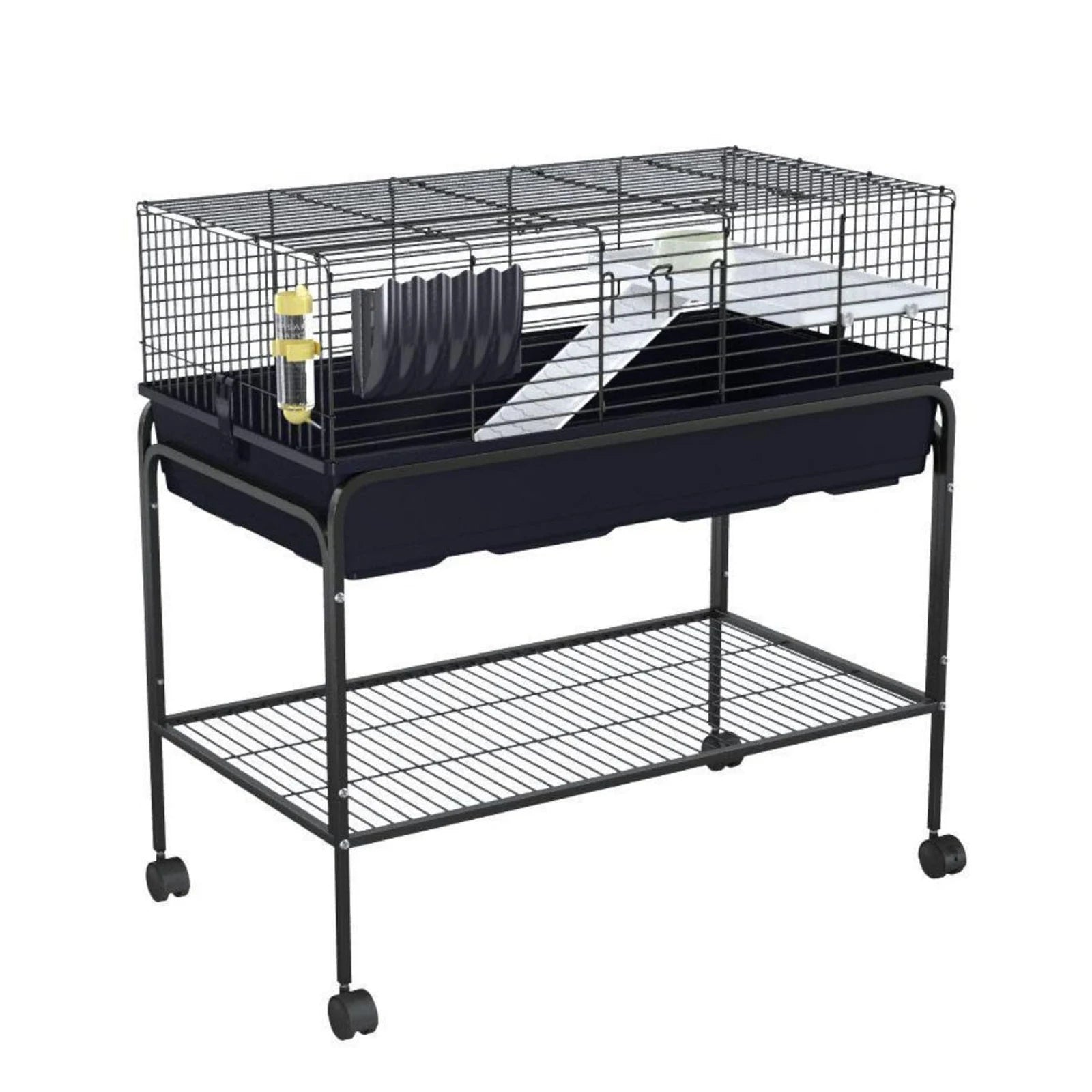 35.3"H Small Animal Cage Kit With Removable Storage Shelf 3Pcs Accessories Portable