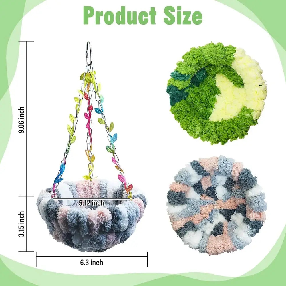 Hanging Bird Bed, Bird Hammock for Cage Winter Warm Plush Nest Sleeping Bed