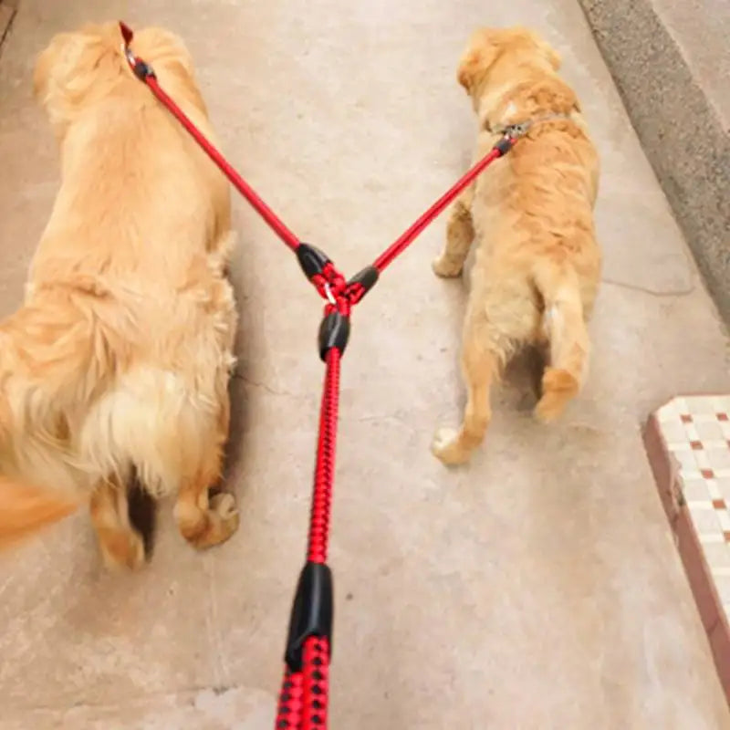Pet Double Leash 2 Way Couplers Dog Leash Rope Elastic Extended