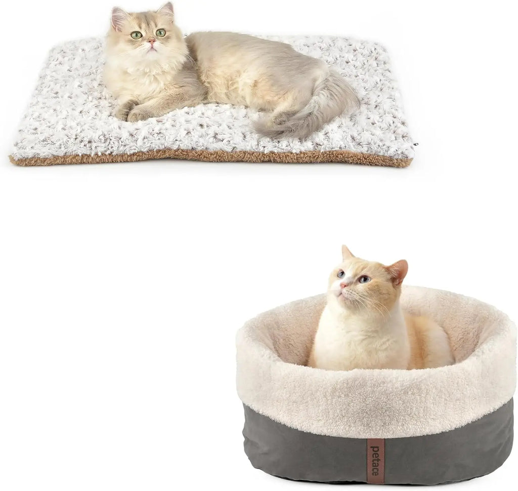 Double Sided Self Warming Cat Bed & Self Warming Round Thermal Pet Bed