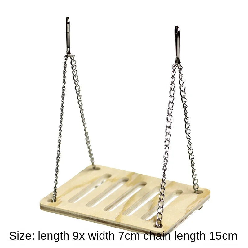 Hamster Toys Small Houses Wooden Furniture Running Wheels Villas Swings Wooden Nests Bite Resistant