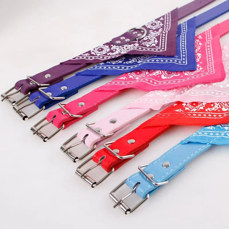 Adjustable Dog Bandana Leather Printed Soft Collar For Dog