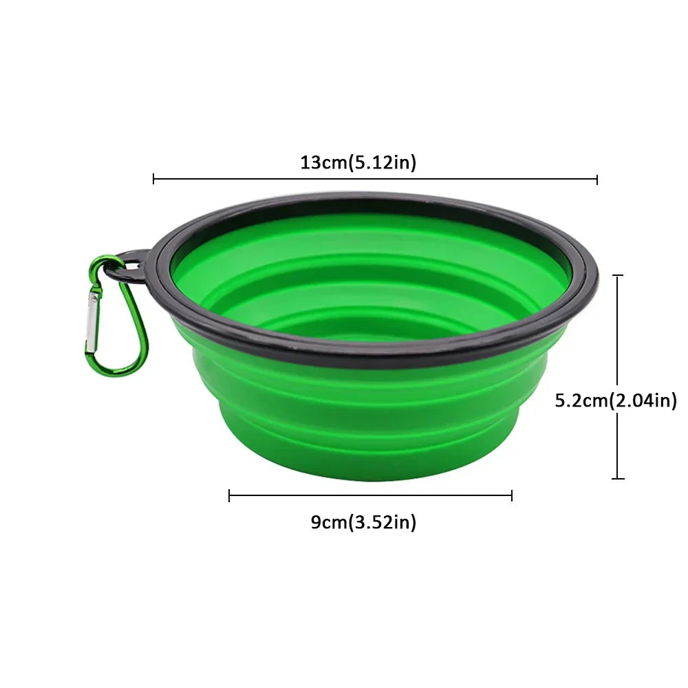 Portable Pet Folding Bowl Silicone Dog Cat Feeders with Hanging Hook