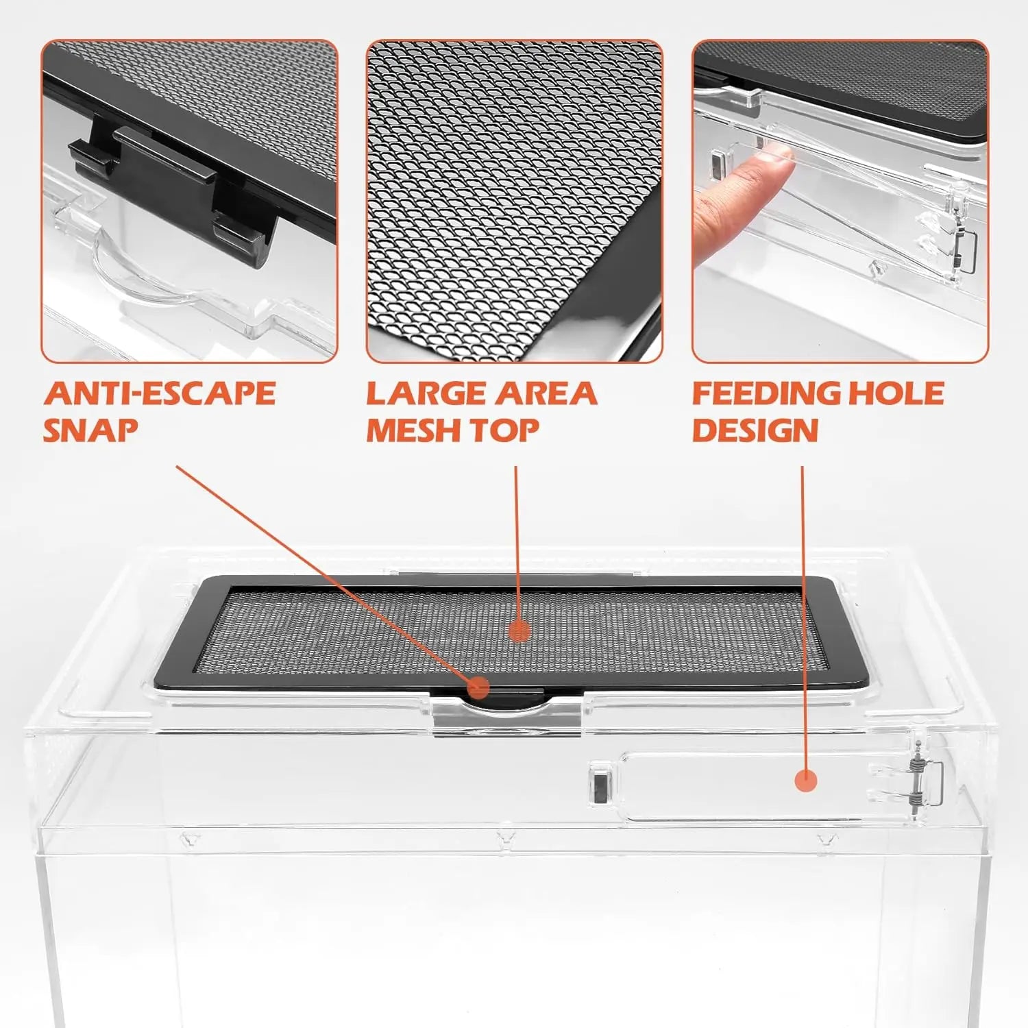 8-Piece Reptile Terrarium Starter Kit with Escape-Proof Locks, Mesh Top, and Durable Clear Design