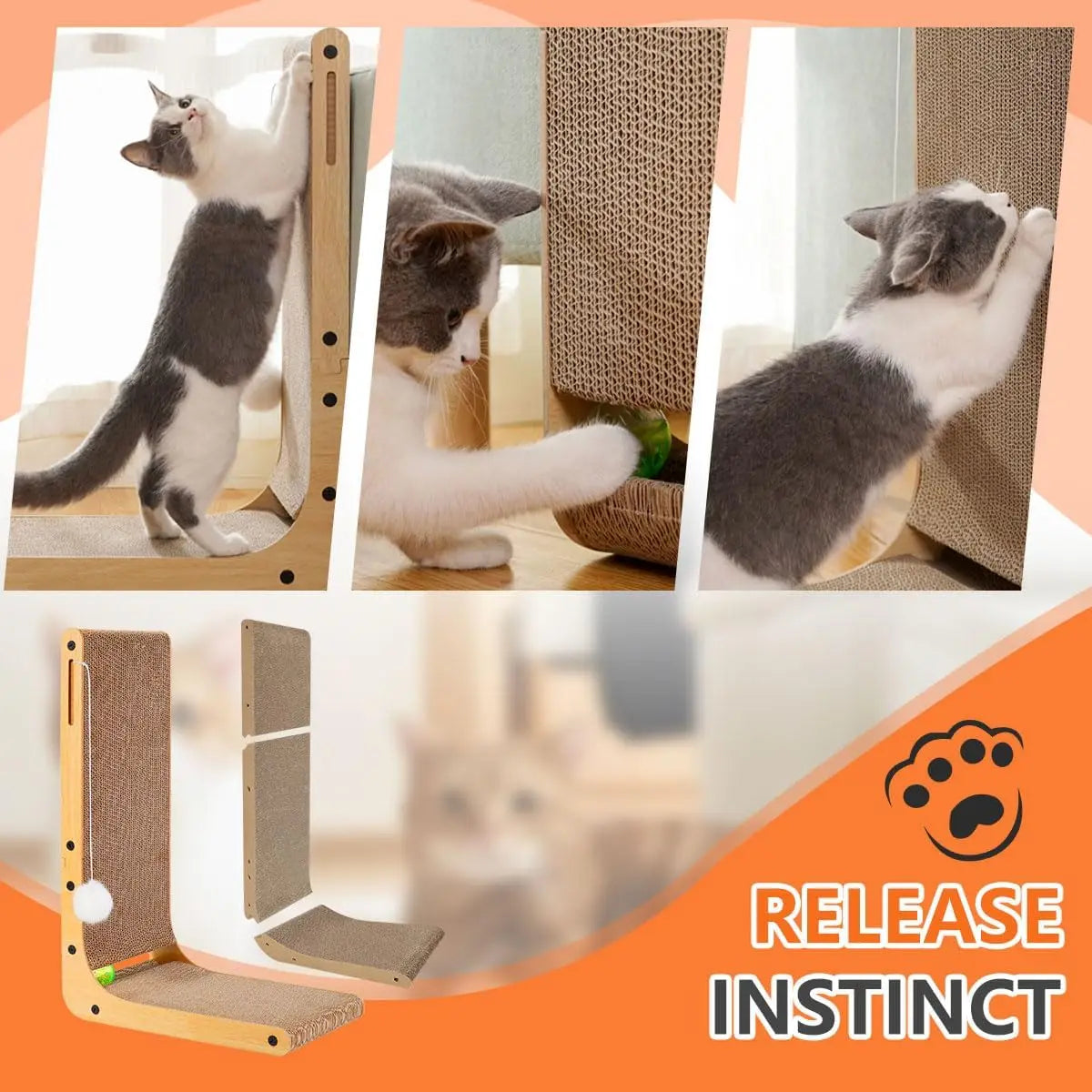 23.6 Inch Cardboard L Shaped Cat Scratcher For Indoor Cats