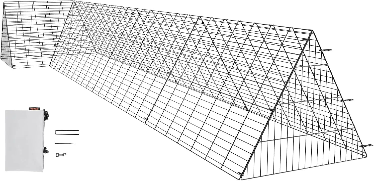 Portable Chicken Coop Run for Yard, 157.5x39.4x24.2 inch LxWxH, Durable Steel Frame with Waterproof Cover
