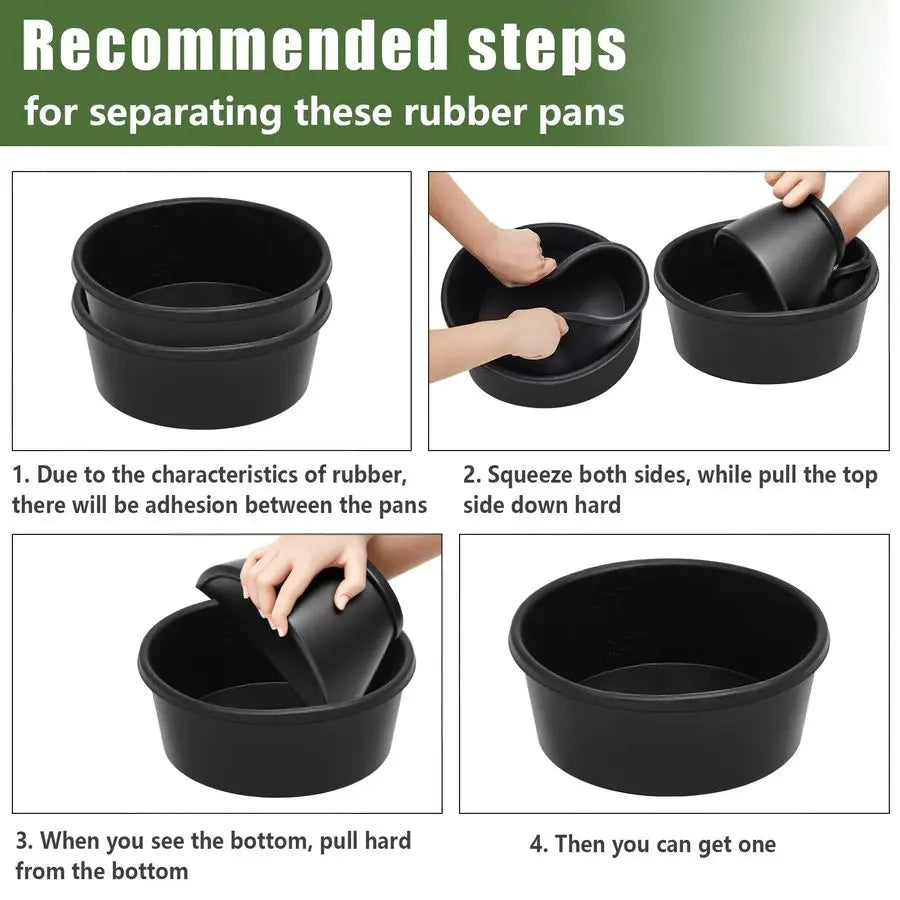 4 Pcs Rubber Feeder Pan, Bucket Bowl for Cats Dogs Goats Chicken