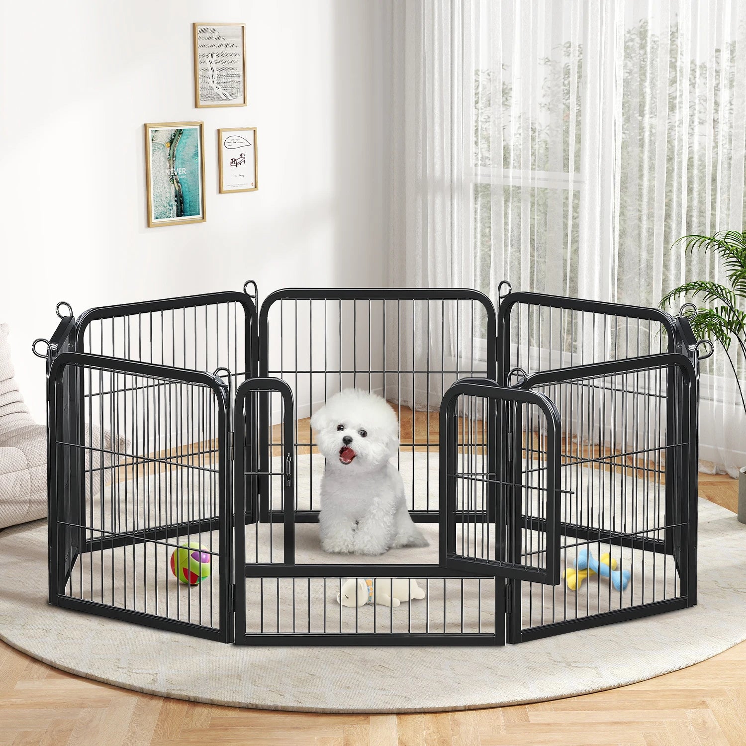 Heavy-Duty Metal Playpen – 24"/32"/40" Options, 8/16 Panels, Ideal for Indoor Use & Outdoor
