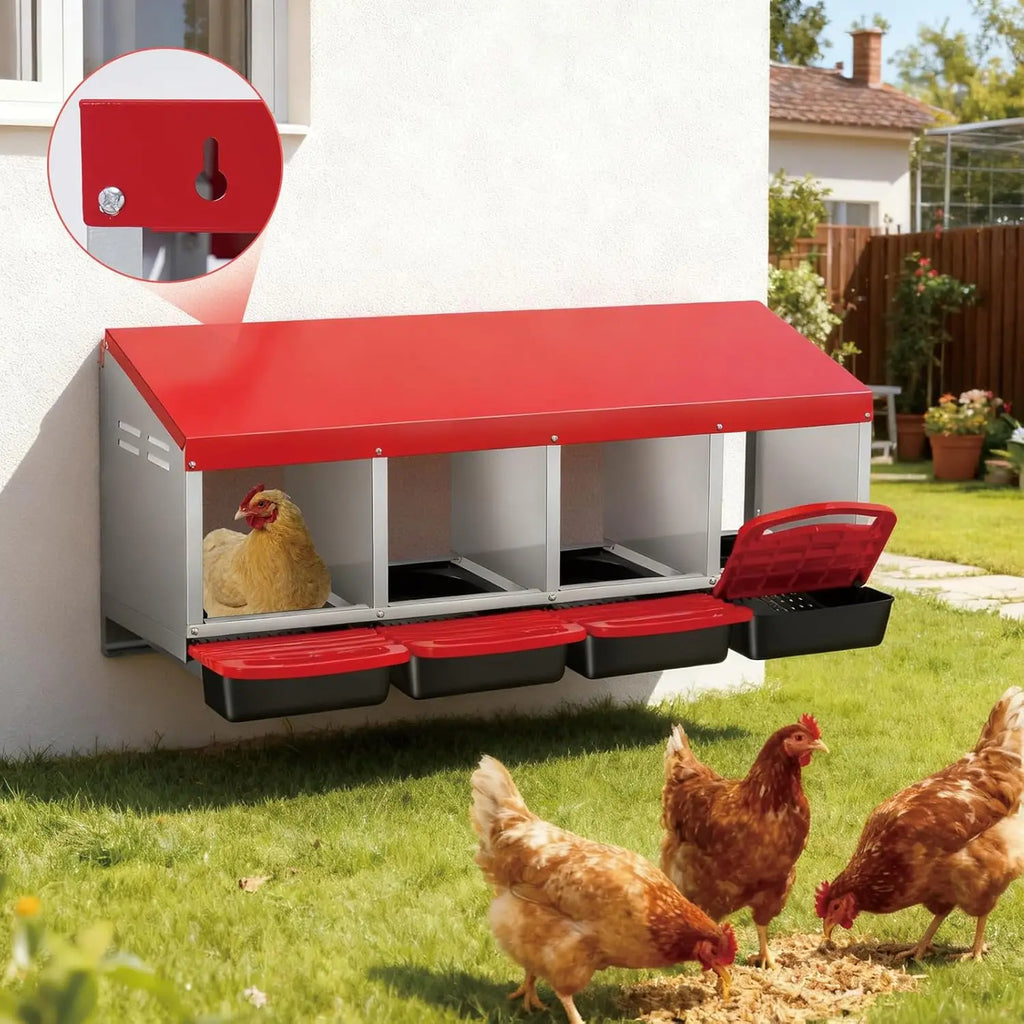Multi-Compartment Metal Chicken Nesting Box Automatic Roll-Out Egg Collection Waterproof Steel