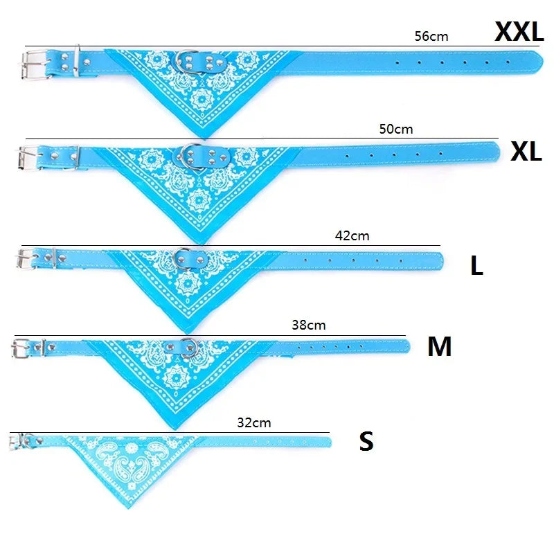 Adjustable Dog Bandana Leather Printed Soft Collar For Dog