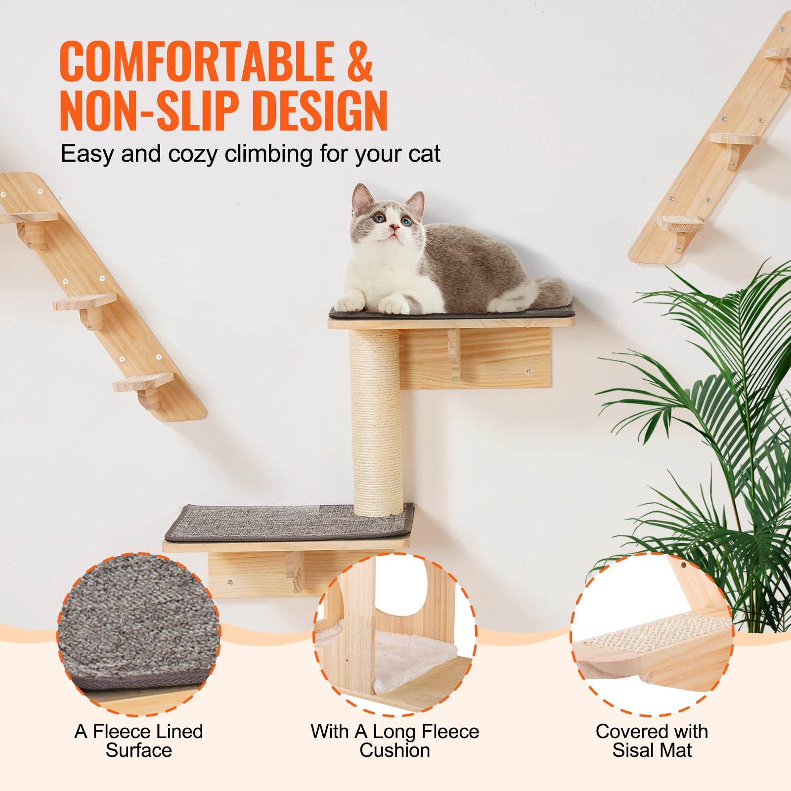 Wall Mounted Cat Wall Shelves and Perches with Jumping Boards Hammocks