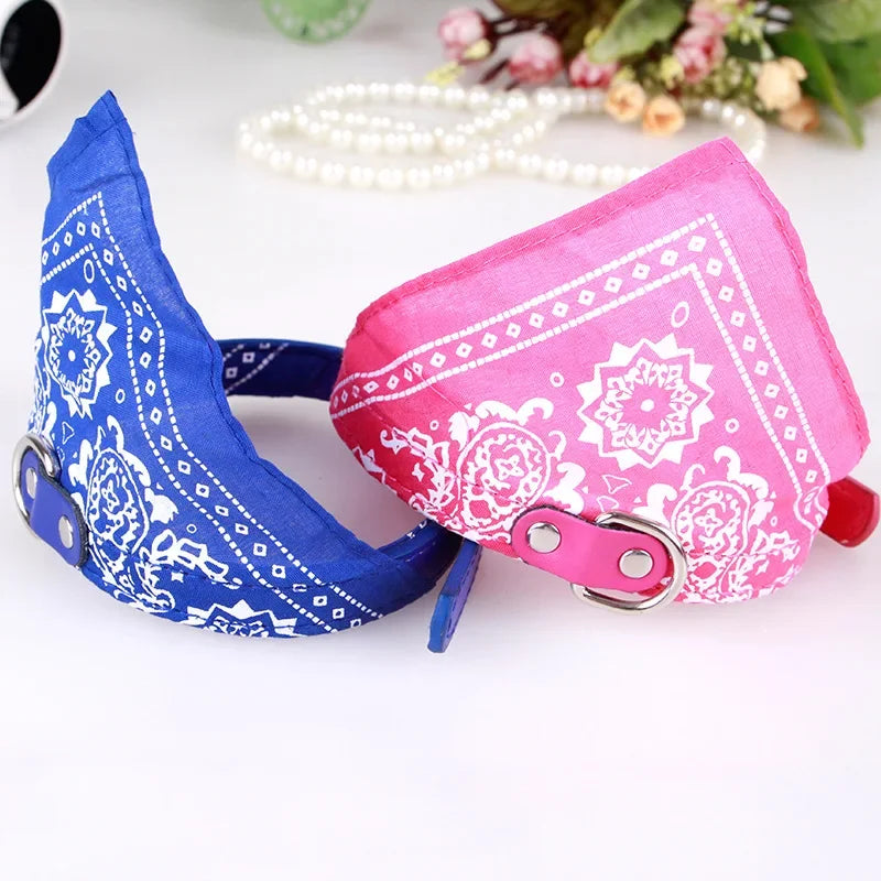Adjustable Dog Bandana Leather Printed Soft Collar For Dog