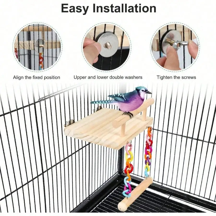 Wooden Bird Play Gym Stand - Swing Ladder Toys For Small Birds