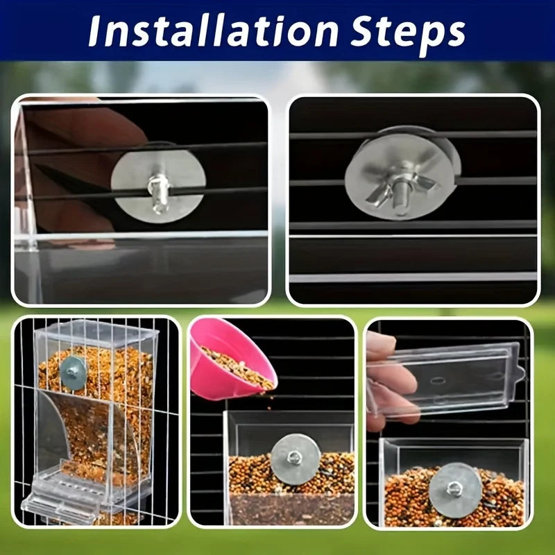 Transparent Cage Automatic Bird Feeder Anti Splash