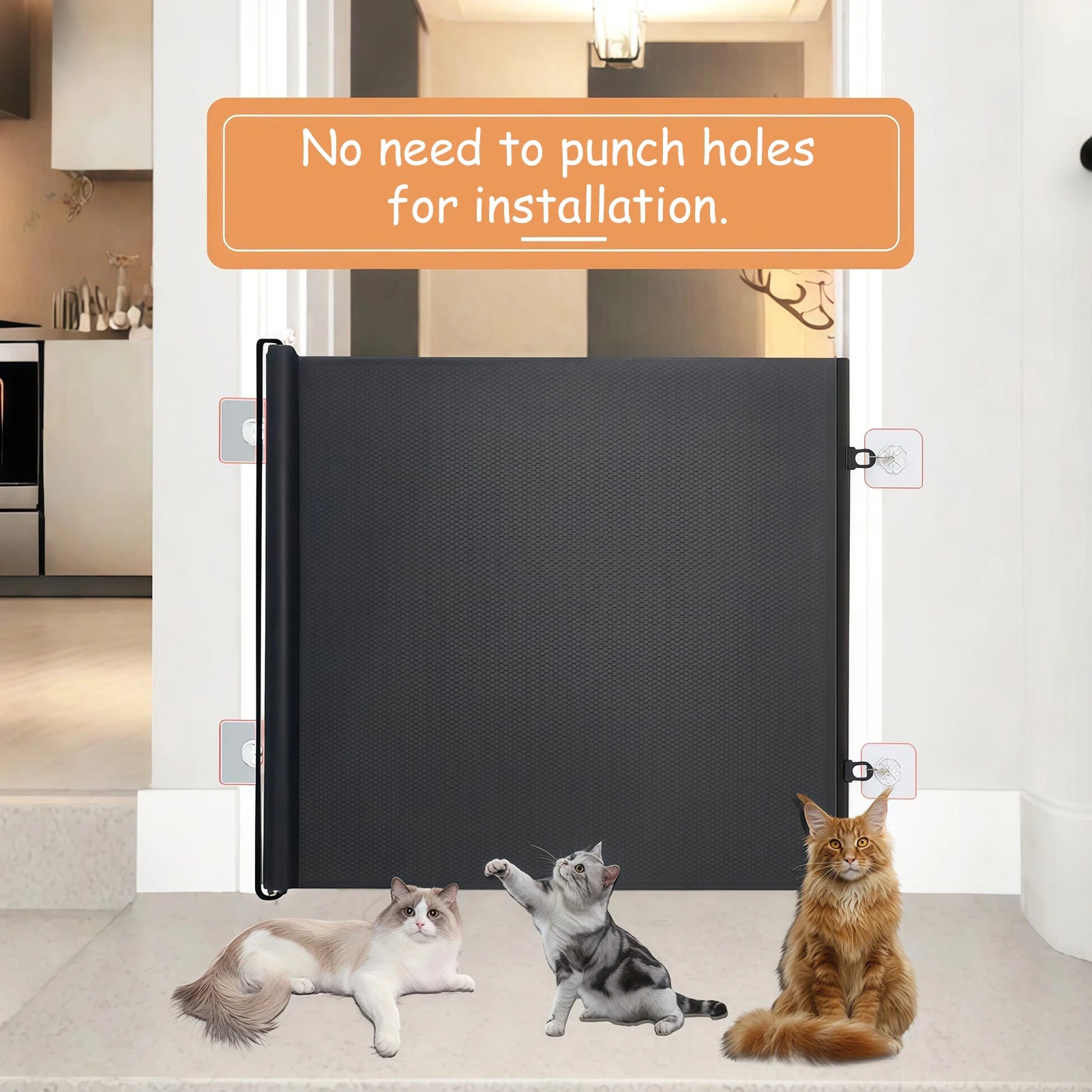 Automatic Extendable Pet Gate Barrier Anti Jump Fence for Dogs Cats with Anti Escape Door Stoppers