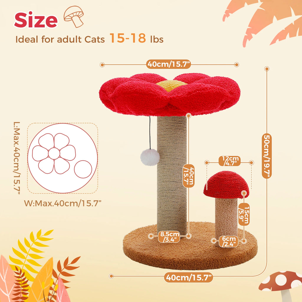 Small Cat Scratching Posts with Removable Flower Cat Bed Interactive Toy Ball for Indoor Cat