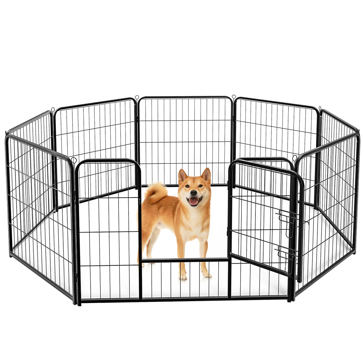 Metal 8 Panels Dog Playpen Pet Fence 24 Inch to 32 Inch Foldable Large Dog Puppy Exercise for Yard Camping Outdoor Indoor
