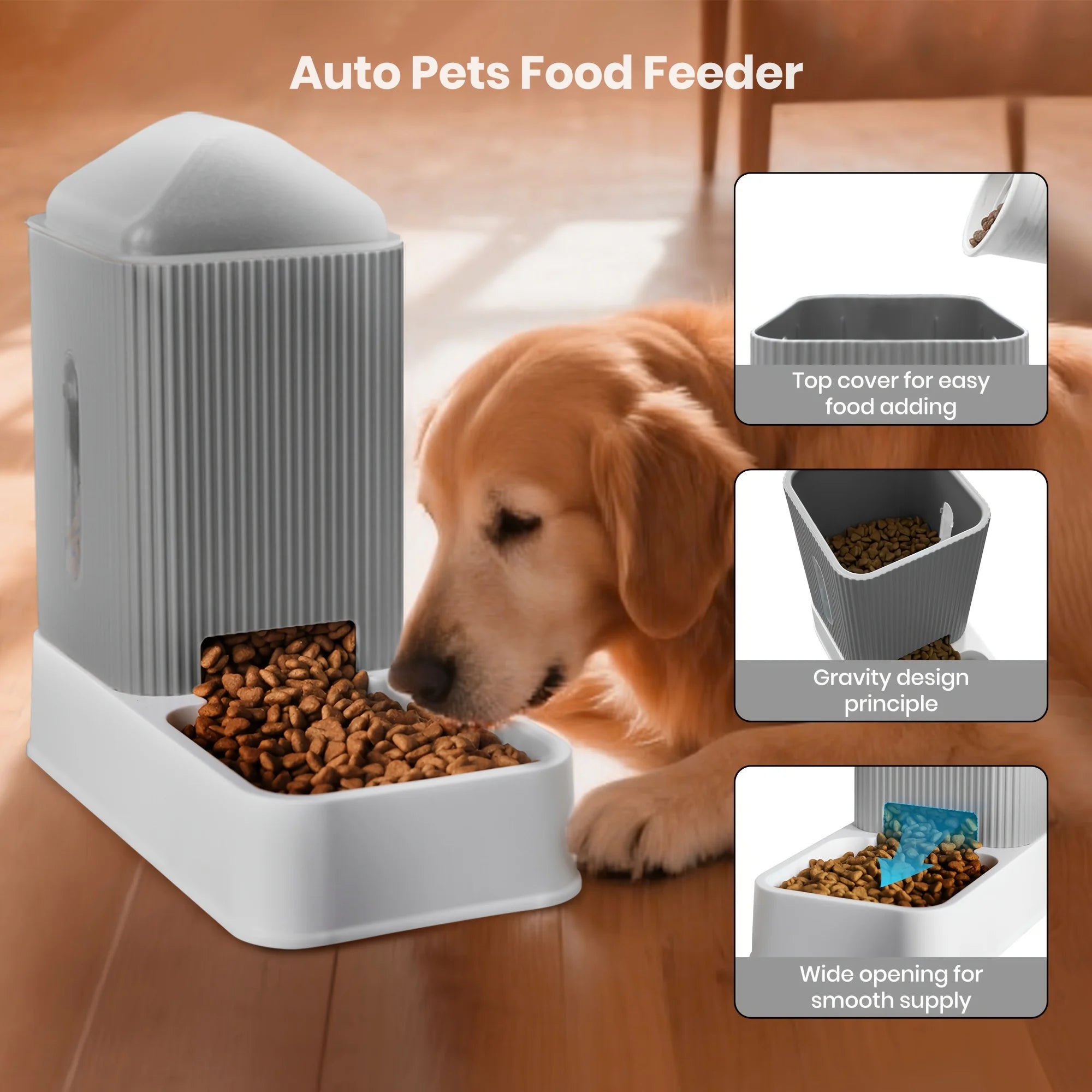 3.5L Automatic Dog/Cat Feeder And Water Dispenser Combo, All-in-One Gravity Pet Food Dispenser