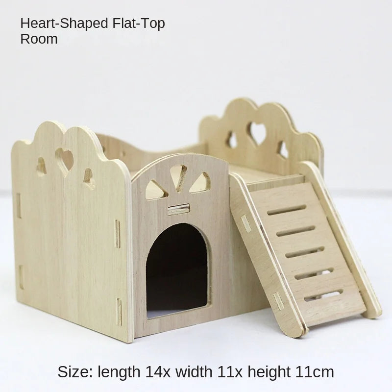 Hamster Toys Small Houses Wooden Furniture Running Wheels Villas Swings Wooden Nests Bite Resistant