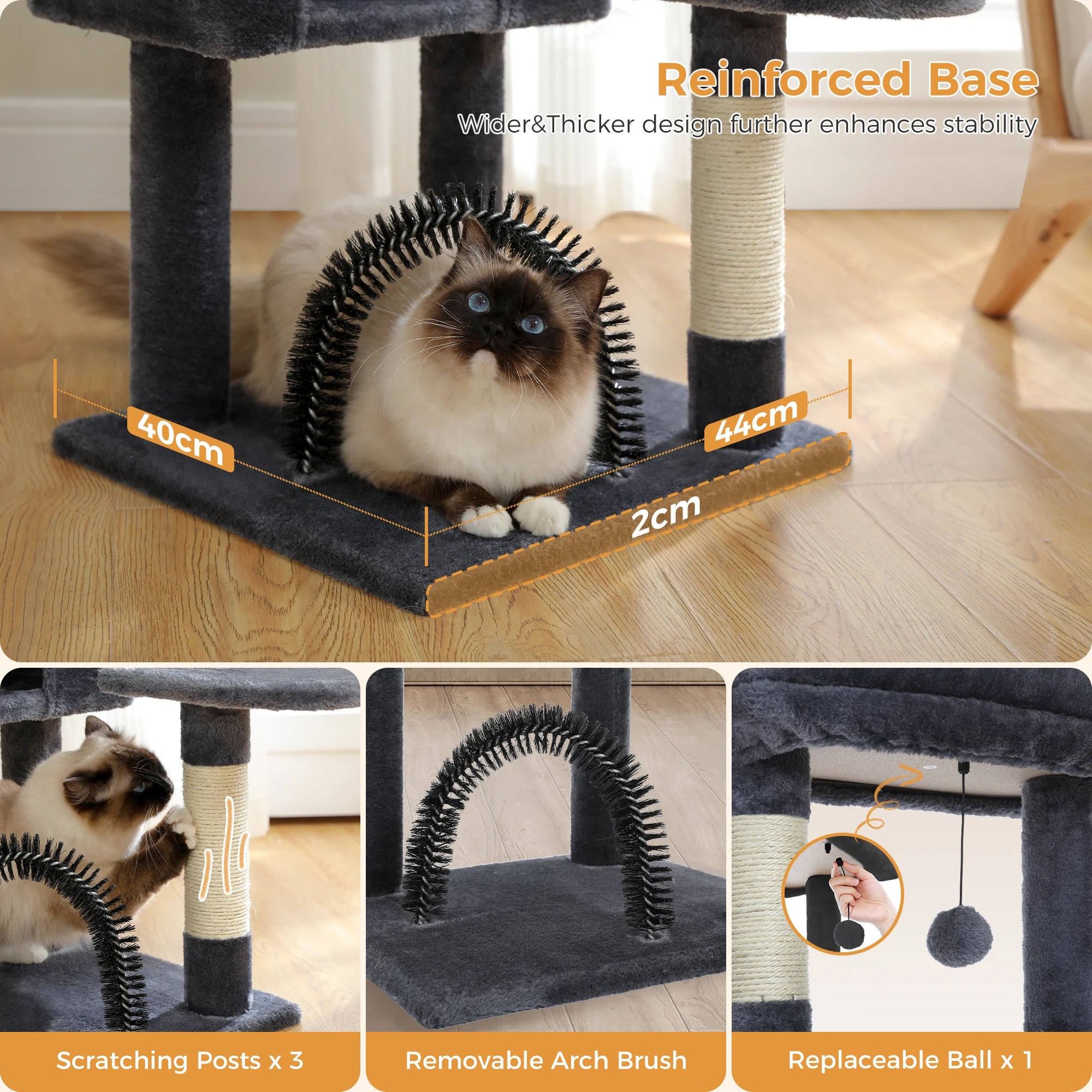 Cat Tree Condo for Indoor with Padded Plush Perch Cozy Hammock and Sisal Scratching Posts